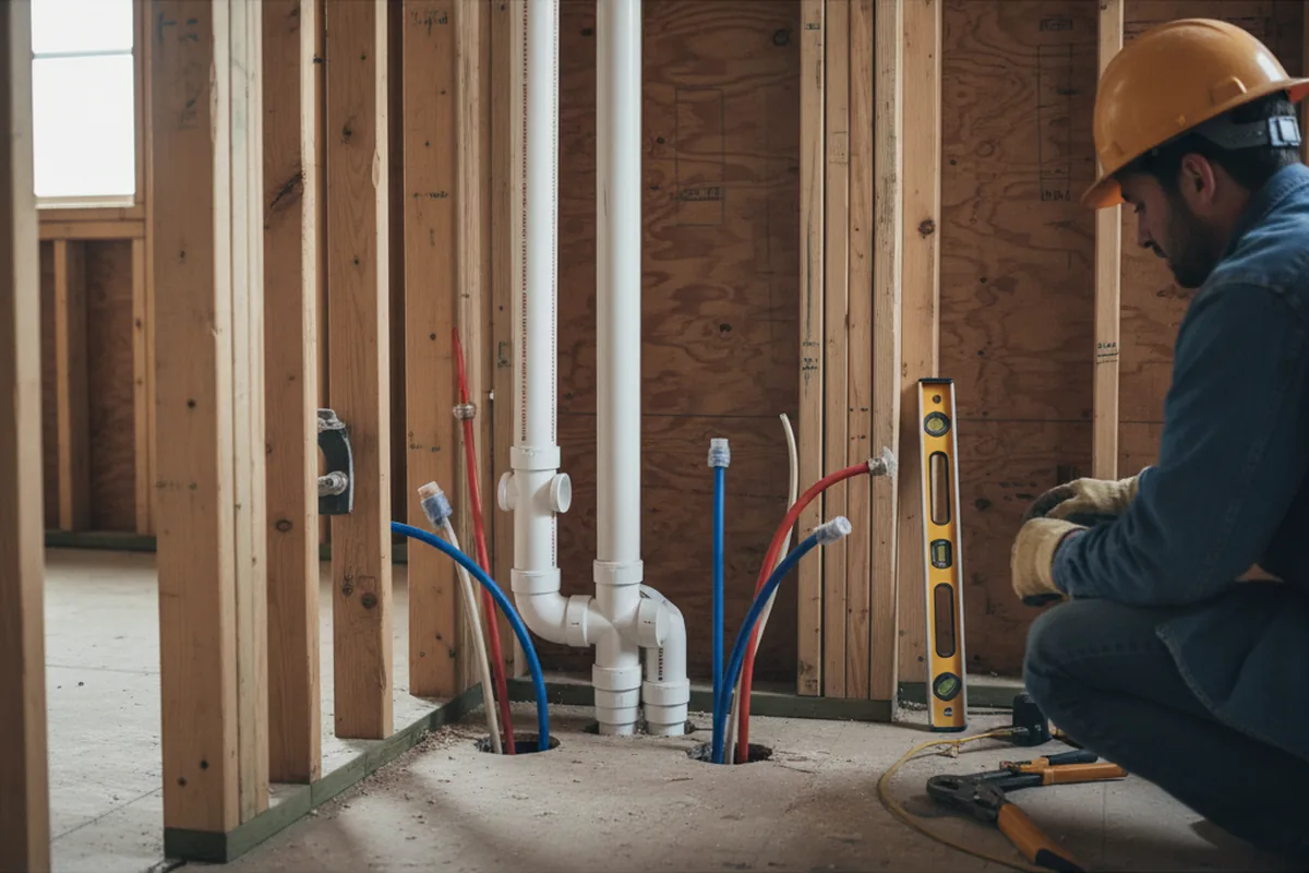 Drain and supply rough-in during Leak Detection in Union Grove